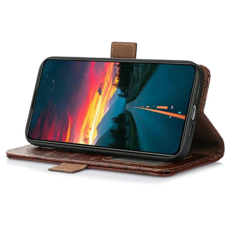 Kožený Kryt Na iPhone 17 Kůže S Blokováním Rfid Textura Pštrosí Kůže