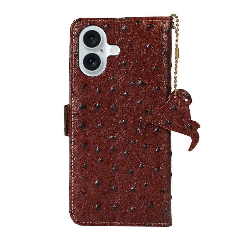 Kožený Kryt Na iPhone 17 Kůže S Blokováním Rfid Textura Pštrosí Kůže