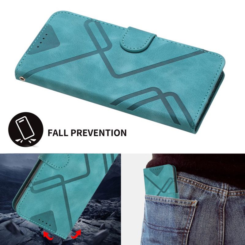 Kožený Kryt Google Pixel 10 Pro Xl Geometrické Linie S Popruhem