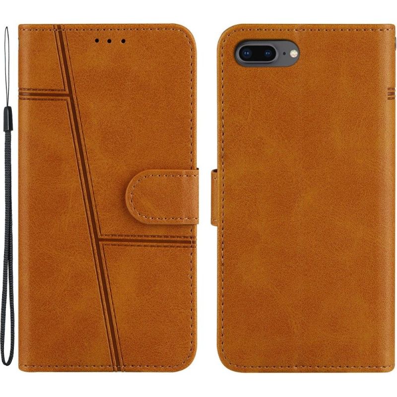 Flipové Pouzdro Na iPhone 8 Plus / 7 Plus Efektní Linie Kůže