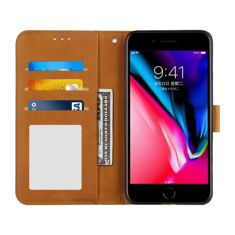 Flipové Pouzdro Na iPhone 8 Plus / 7 Plus Efektní Linie Kůže