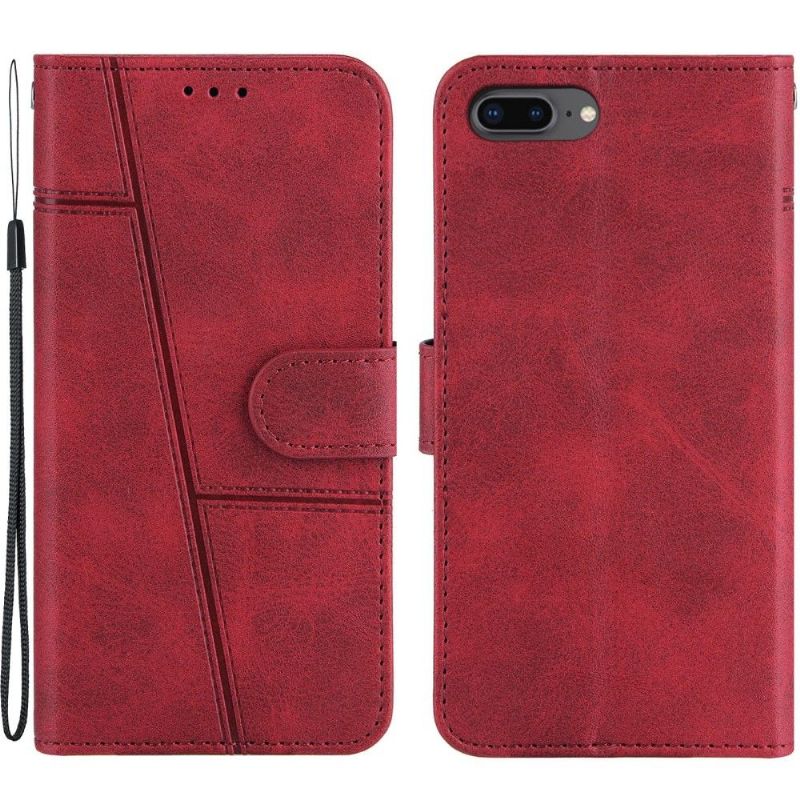 Flipové Pouzdro Na iPhone 8 Plus / 7 Plus Efektní Linie Kůže