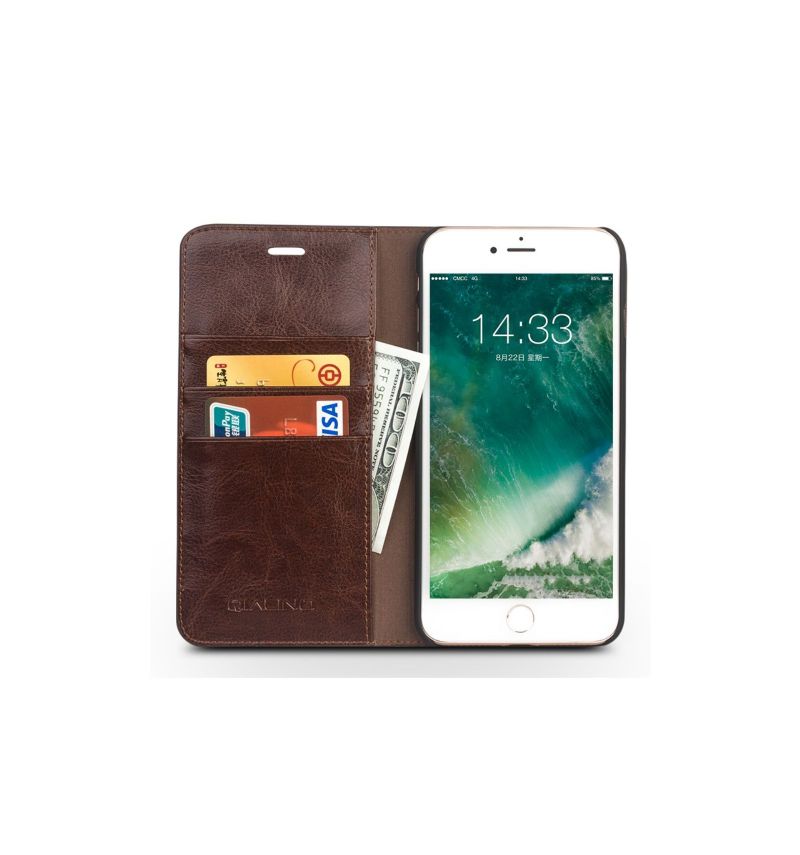Kožené Pouzdro Folio Na iPhone 8 Plus / 7 Plus Držák Karet Z Pravé Kůže