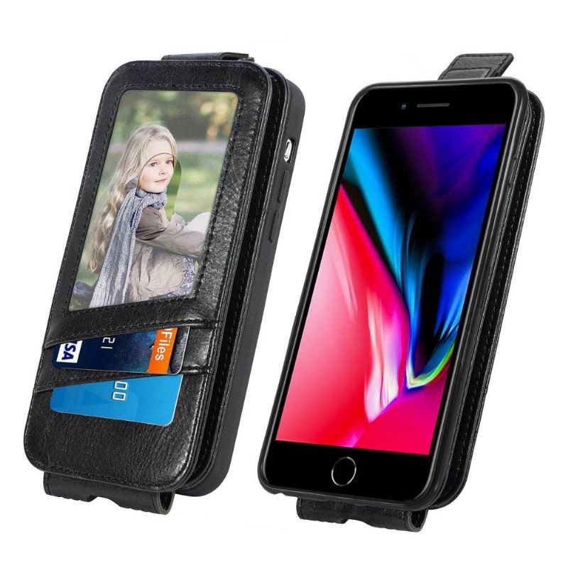 Kožené Pouzdro Na iPhone 8 Plus / 7 Plus Flipové Pouzdro Držák Karty S Vertikální Chlopní