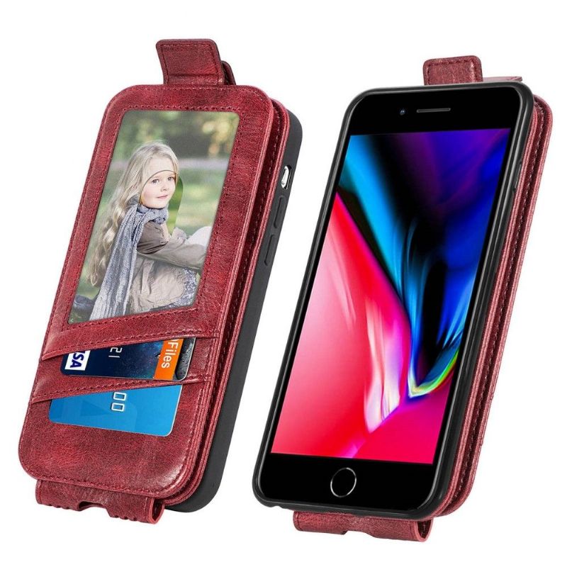 Kožené Pouzdro Na iPhone 8 Plus / 7 Plus Flipové Pouzdro Držák Karty S Vertikální Chlopní