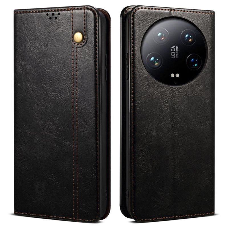 Kožené Pouzdro Folio Na Xiaomi 14 Ultra Voskovaná Imitace Kůže
