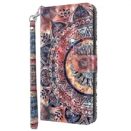 Kožený Kryt Google Pixel 8 Barevná Mandala S Popruhem