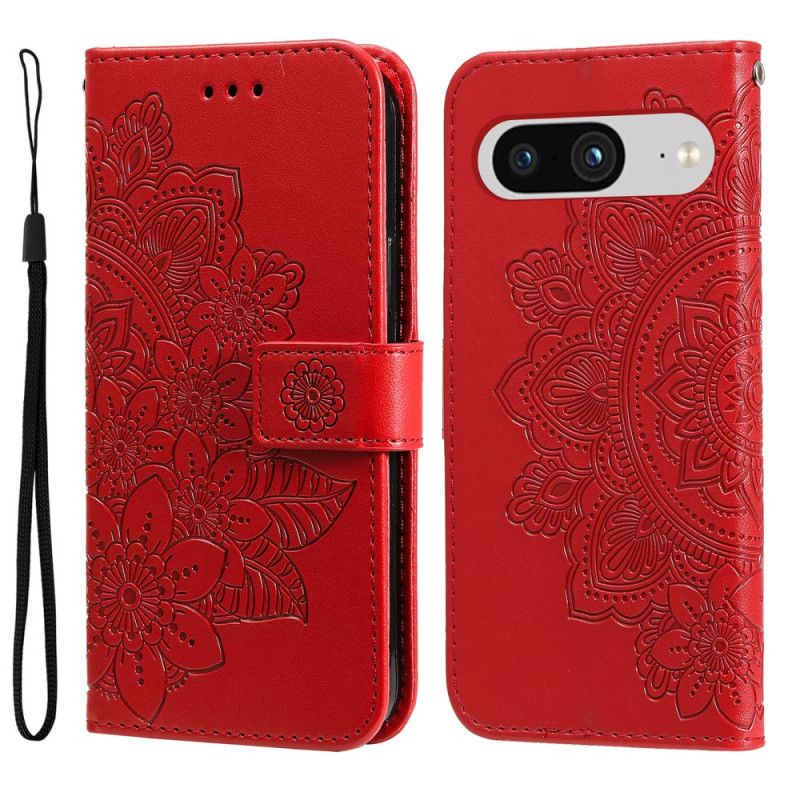 Kožený Kryt Google Pixel 8 Diskrétní Mandala S Popruhem