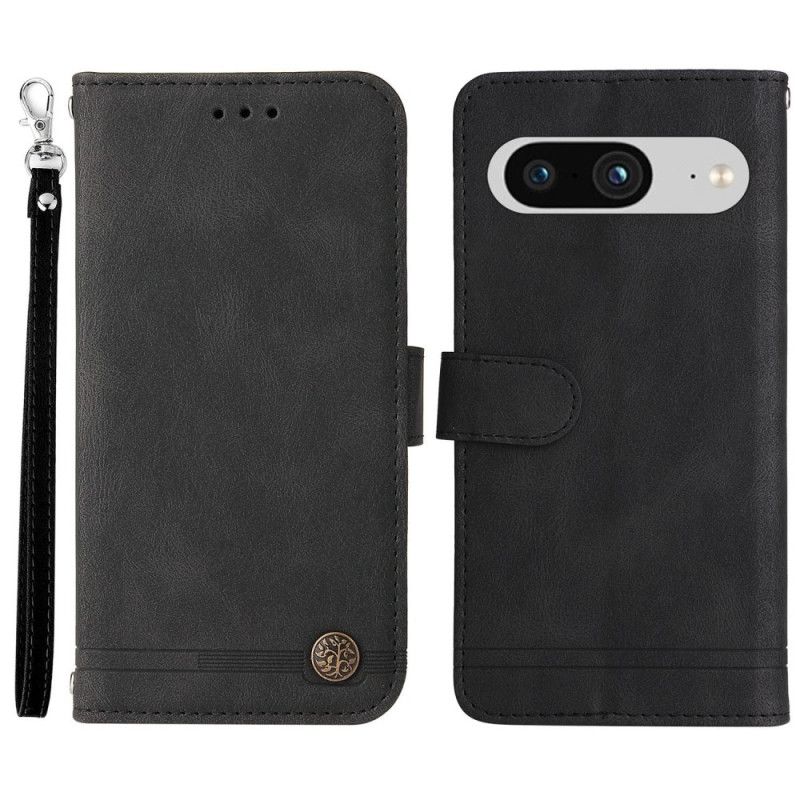 Kožený Kryt Google Pixel 8 Nýt A Popruh