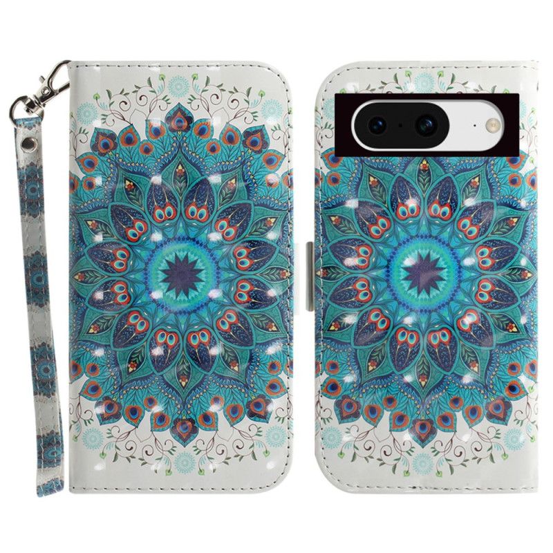 Kožený Kryt Google Pixel 8 Zelená Mandala S Popruhem