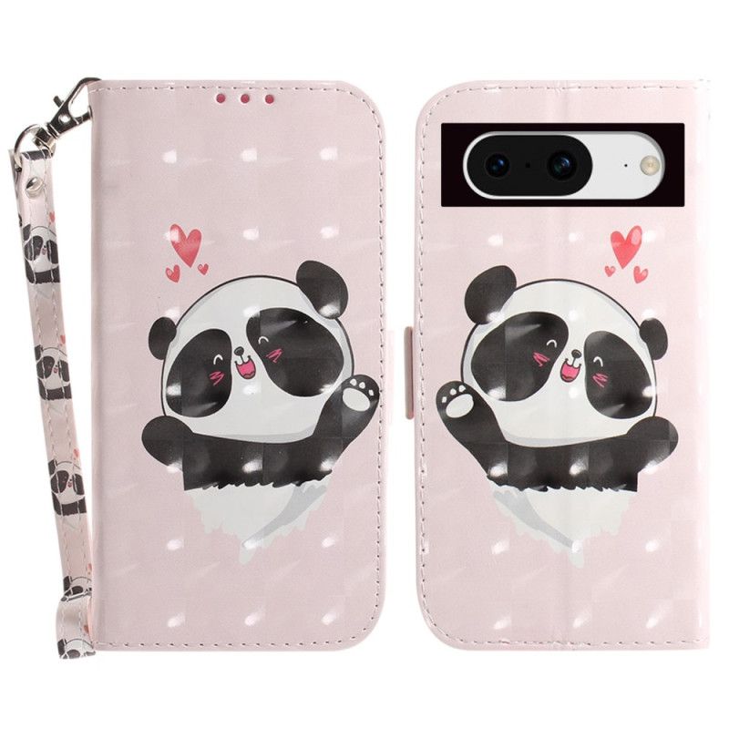 Kožený Kryt Na Google Pixel 8 Panda Love With Strap