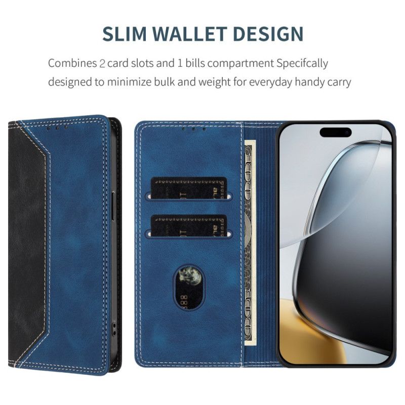 Kožené Pouzdro Folio Oneplus 15 Dvoubarevná Rfid Ochrana