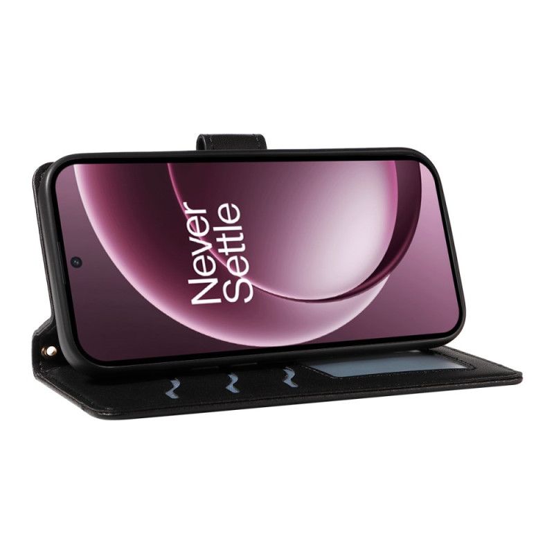 Kožený Kryt Na Oneplus 15 Prošívaná S Ramenním Popruhem A Popruhem