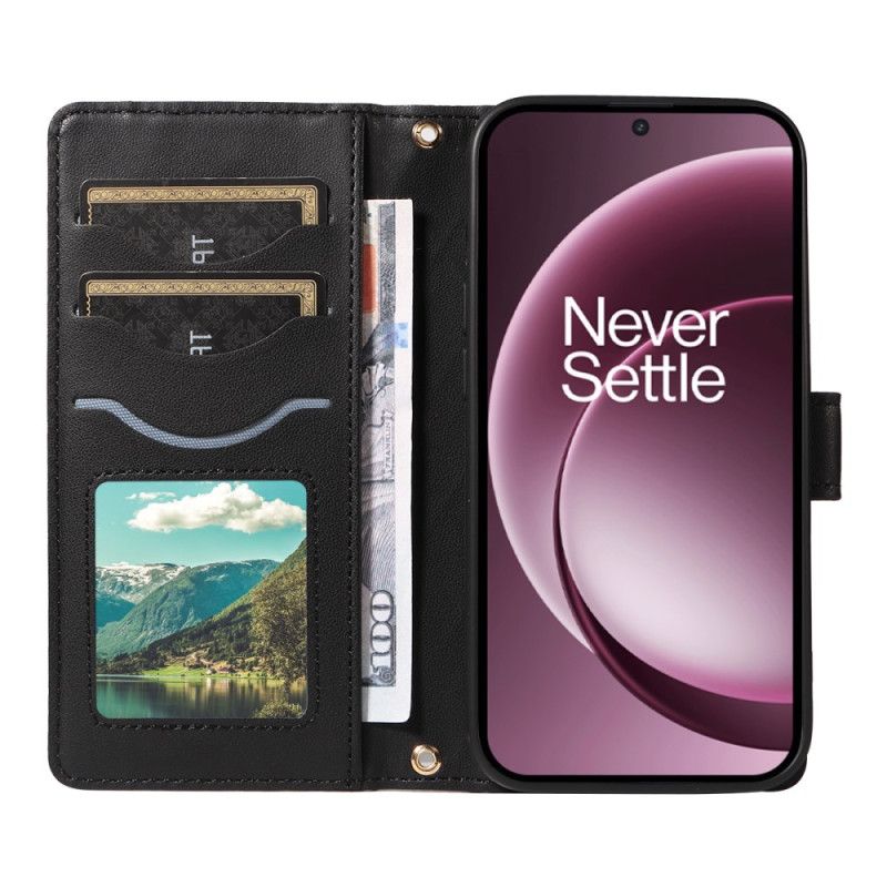 Kožený Kryt Na Oneplus 15 Prošívaná S Ramenním Popruhem A Popruhem