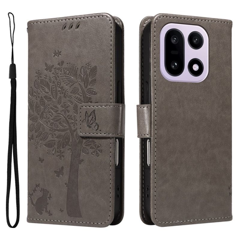 Kožený Kryt Oneplus 15 Kočka A Strom