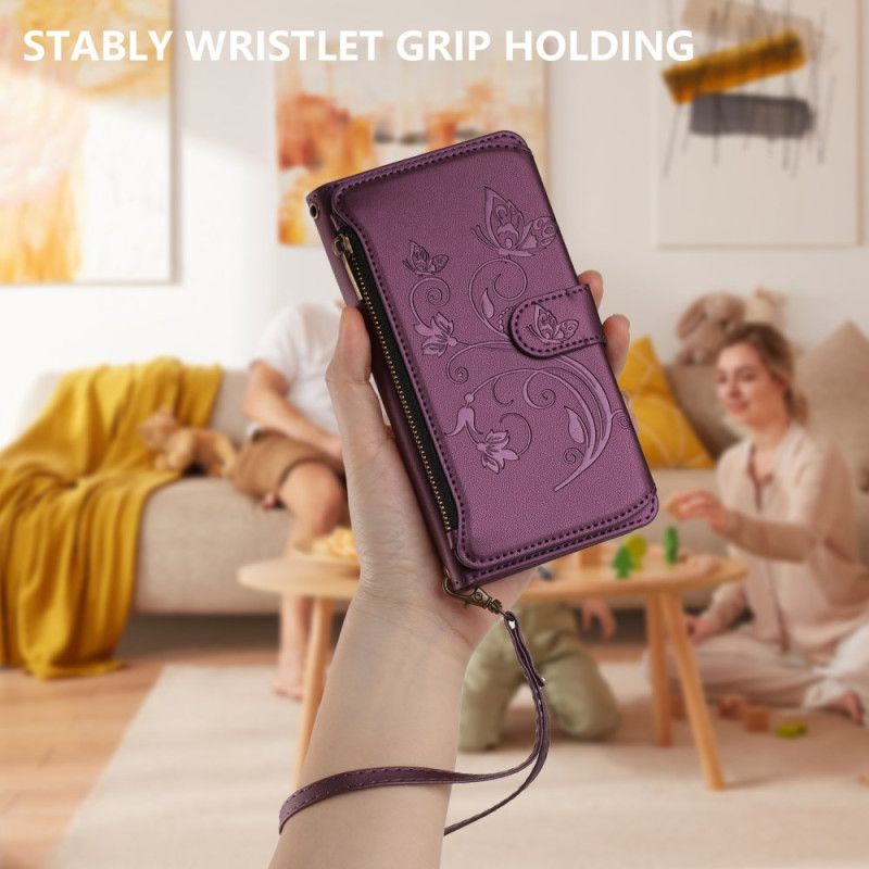 Kožený Kryt Oneplus 15 Květinová Peněženka S Páskem