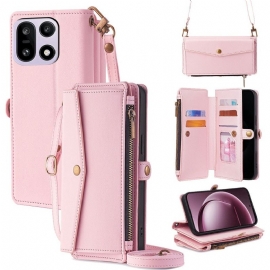 Kožený Kryt Oneplus 15 Peněženka S Ramenním Popruhem A Šňůrkou