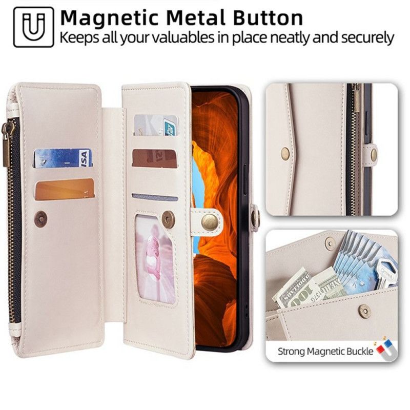 Kožený Kryt Oneplus 15 Peněženka S Ramenním Popruhem A Šňůrkou