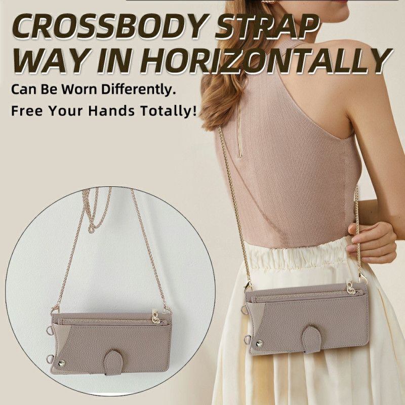 Kožený Kryt Oneplus 15 Peněženka S Řetízkovým Ramenním Popruhem