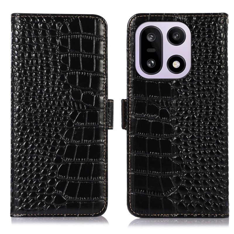 Kožený Kryt Oneplus 15 Peněženka Z Krokodýlí Textury S Rfid Blokováním
