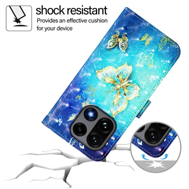 Kožený Kryt Oneplus 15 Zlatí Motýli