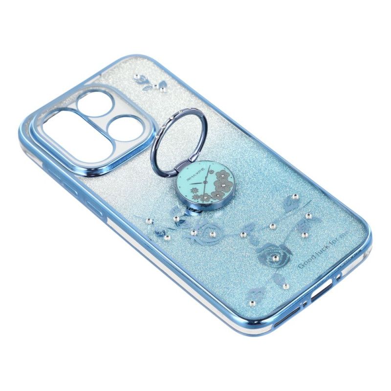 Kryt Oneplus 15 Pouzdro Na Prsteny A Třpytivý Květinový Vzor