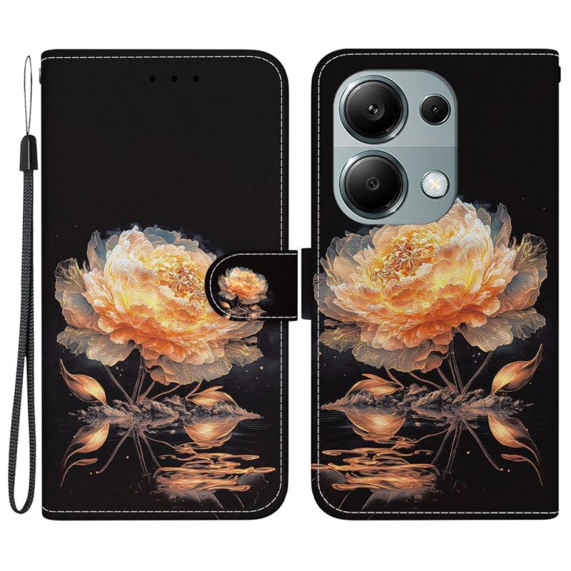 Kožený Kryt Na Xiaomi Redmi Note 13 Pro 4g Zlatá Pivoňka V Lanire