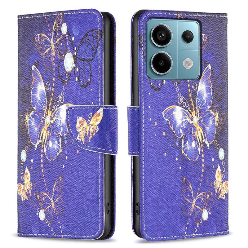 Kožený Kryt Xiaomi Redmi Note 13 Pro 4g Fialoví Motýli