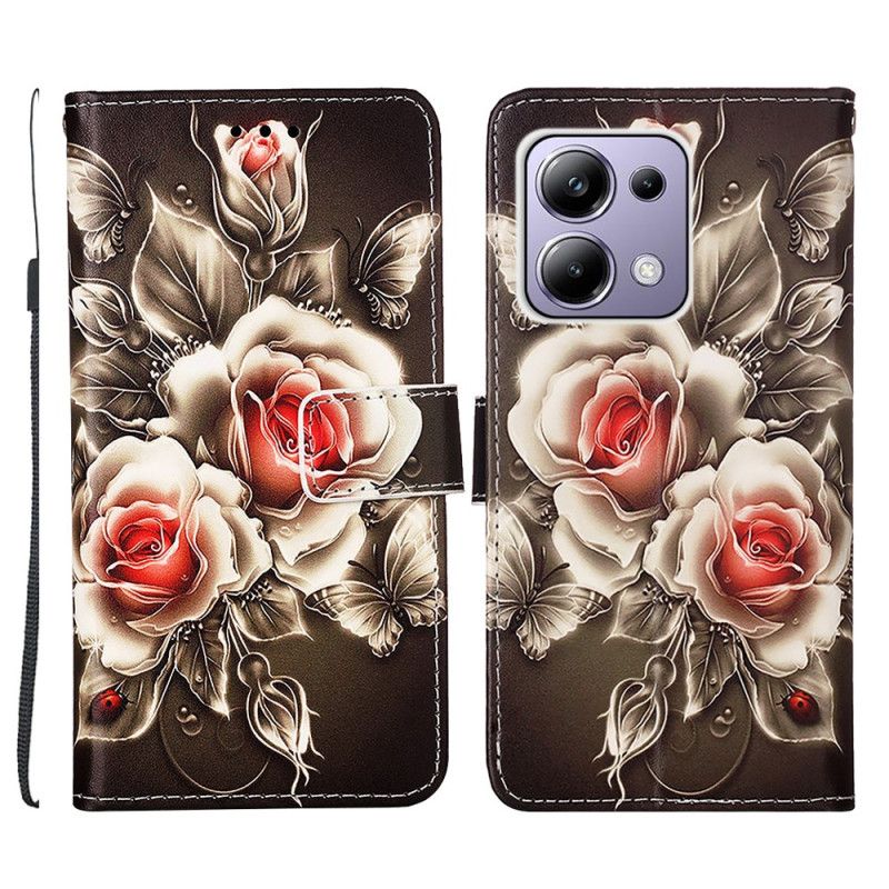 Kožený Kryt Xiaomi Redmi Note 13 Pro 4g Popruhové Růže