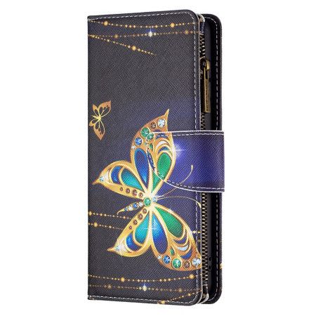 Peněženková Pouzdra Xiaomi Redmi Note 13 Pro 4g Kryty Na Mobil Štrasová Peněženka Butterfly S Popruhem