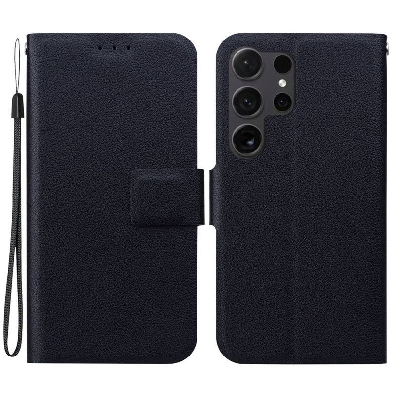 Kožený Kryt Na Samsung Galaxy S25 Ultra 5g Jednoduchá Kožená Peněženka S Popruhem