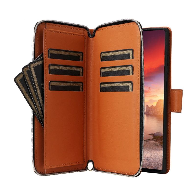 Kožený Kryt Samsung Galaxy S25 Ultra 5g 9 Přihrádek Na Karty S Popruhem