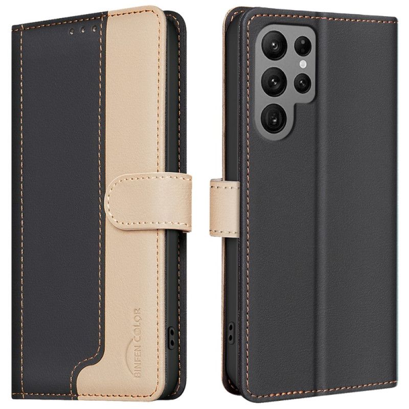 Kožený Kryt Samsung Galaxy S25 Ultra 5g Dvoubarevná S Rfid Blokováním Binfen Color