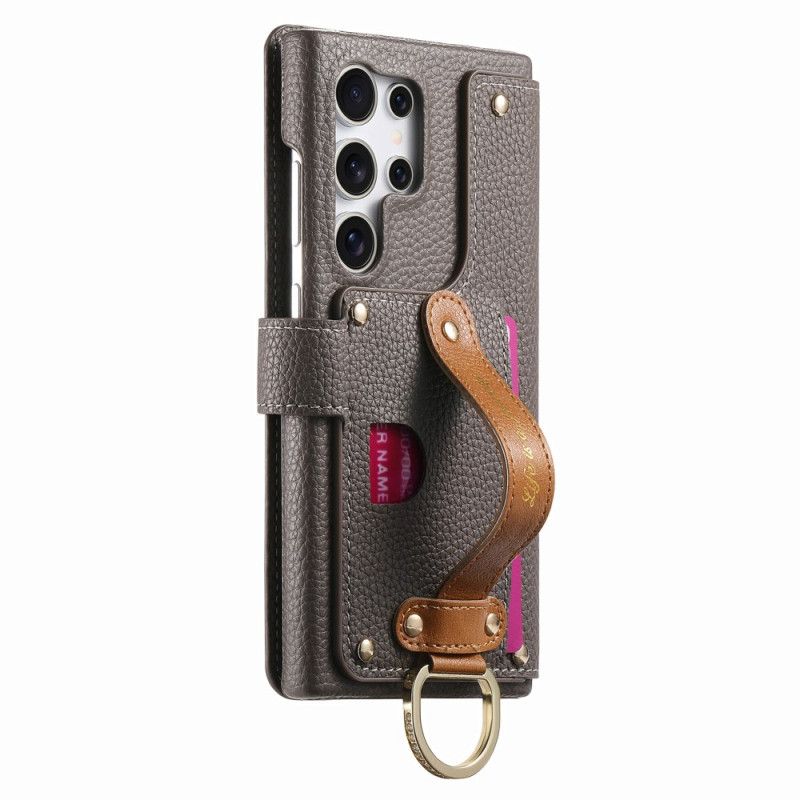 Kožený Kryt Samsung Galaxy S25 Ultra 5g Peněženka S Rfid Ochranou Pouzdrem A Držákem Na Prsteny