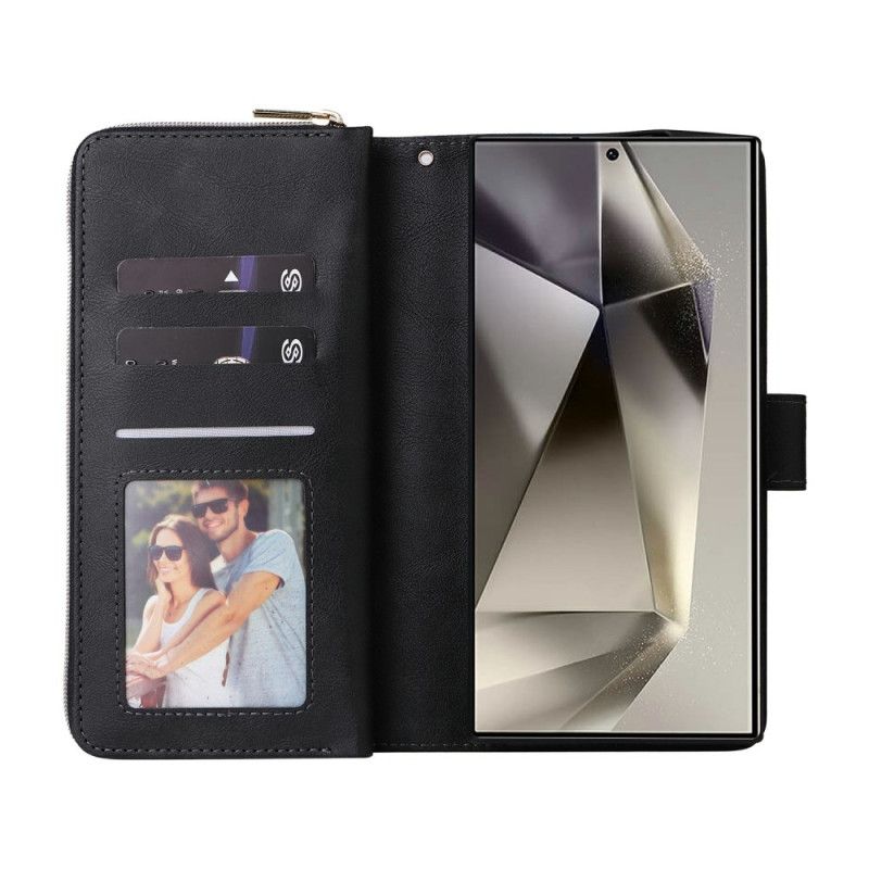 Kožený Kryt Samsung Galaxy S25 Ultra 5g Pouzdro Na Zip A Popruh