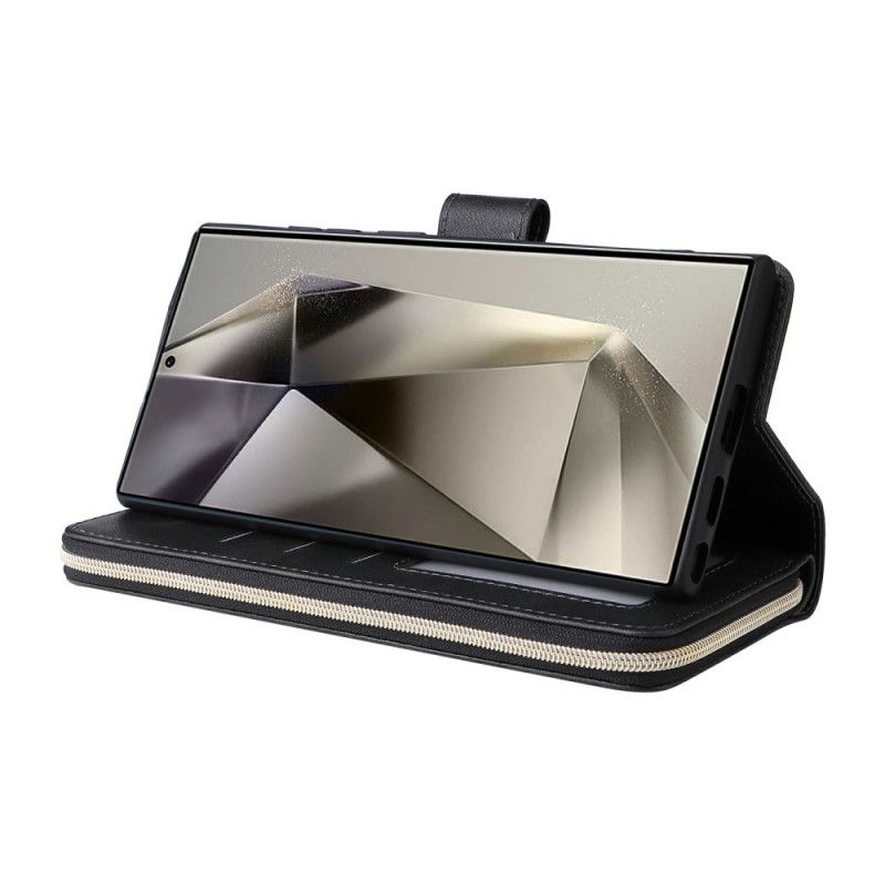 Kožený Kryt Samsung Galaxy S25 Ultra 5g Pouzdro Na Zip A Popruh