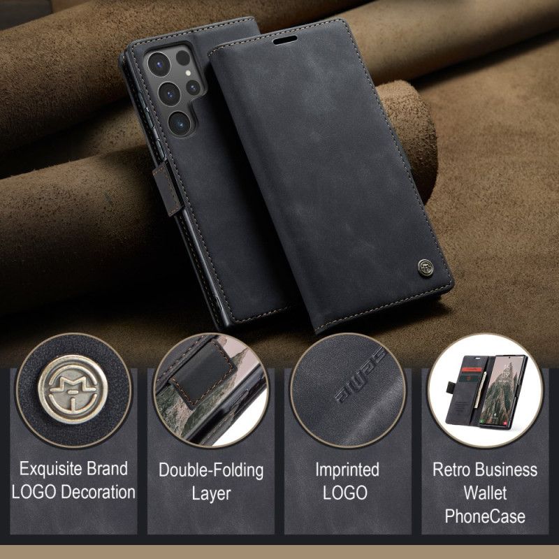 Kožený Kryt Samsung Galaxy S25 Ultra 5g Pouzdro S Efektem Semiše