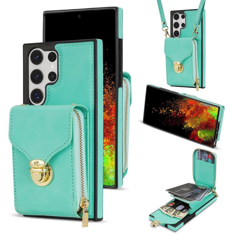 Kryt Na Samsung Galaxy S25 Ultra 5g Peněženka Na Zip A Přes Rameno