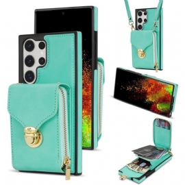 Kryt Na Samsung Galaxy S25 Ultra 5g Peněženka Na Zip A Přes Rameno