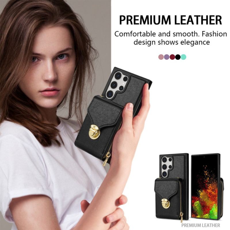 Kryt Na Samsung Galaxy S25 Ultra 5g Peněženka Na Zip A Přes Rameno