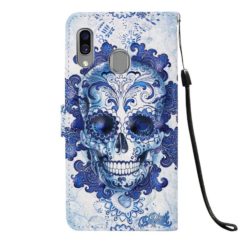 Kožené Pouzdro Na Samsung Galaxy A40 Vzor Calavera