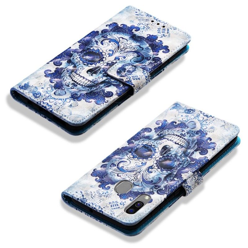 Kožené Pouzdro Na Samsung Galaxy A40 Vzor Calavera