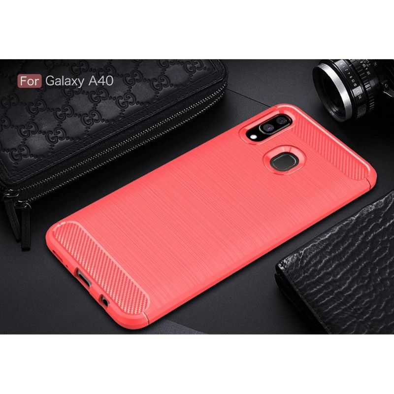 Kryt Na Samsung Galaxy A40 Uhlíkový Kartáčovaný Gel