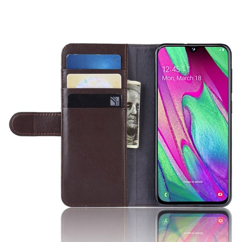 Pouzdra Na Samsung Galaxy A40 Prémiová Kůže - Hnědá