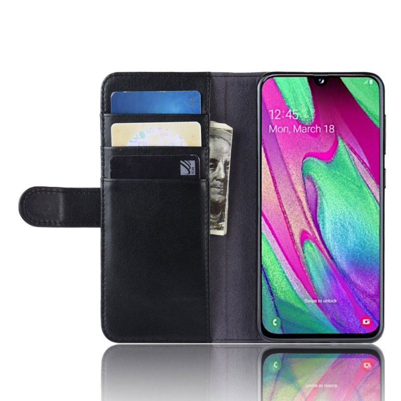 Pouzdra Na Samsung Galaxy A40 Prémiová Kůže - Černá