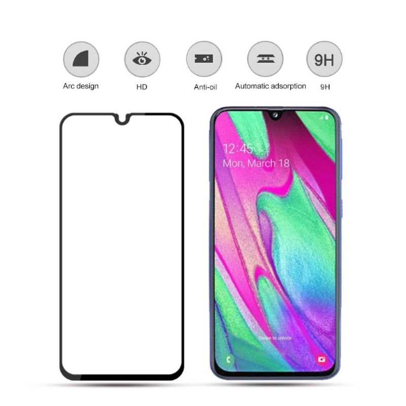 Samsung Galaxy A40 - Ochranné Tvrzené Sklo V Plné Velikosti - Černá
