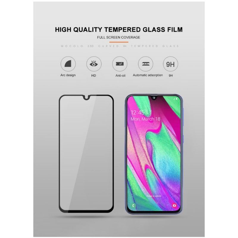 Samsung Galaxy A40 - Ochranné Tvrzené Sklo V Plné Velikosti - Černá