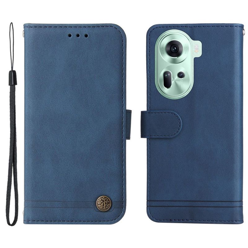 Kožený Kryt Na Oppo Reno 11 5g Efekt Nýtového Semiše