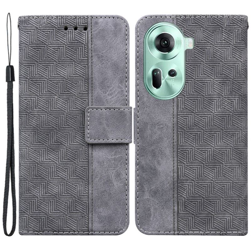 Kožený Kryt Na Oppo Reno 11 5g Páskový Tkaný Vzor
