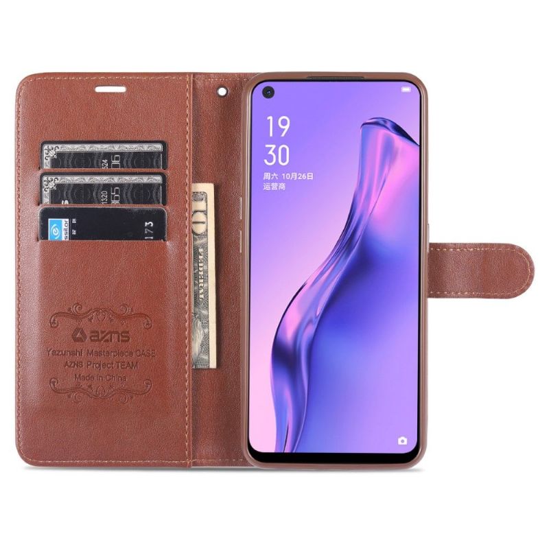 Flipové Pouzdro Na Oppo A53 Kožený Efekt Azns
